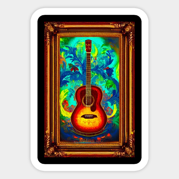 Acoustic Guitar Oil Painting Style Digital Art Sticker by Analog Designs